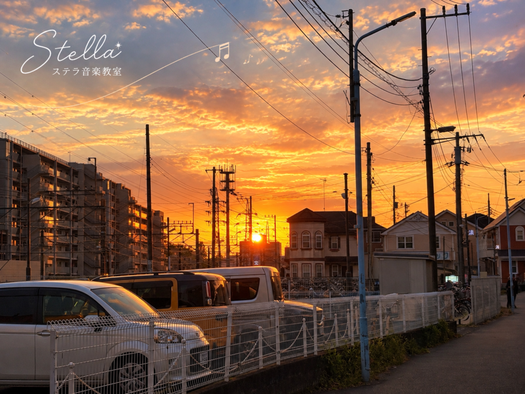 玉川上水の夕日